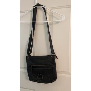 Bueno Black Leather Purse, Crossbody Hobo, Soft Zip Closure, Adjustable Strap